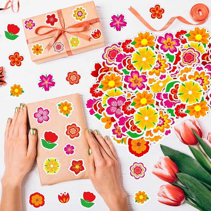 300Pcs Flower Foam Stickers, Self-Adhesive Spring Foam Stickers Colorful Flower - Image 3