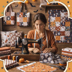 HunnmingRe 20 Pcs 10''x10'' Western Halloween Quilting Fabric Square Cowboy - Image 4