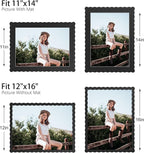 12x16 Picture Frame with Mat for 11x14, Wavy Edge Wooden Real Glass Photo Frame - Image 3