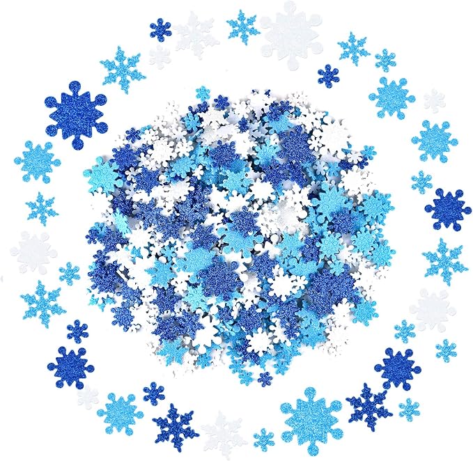 Coopay 600Pcs Glitter Snowflake Foam Stickers Self-Adhesive Snowflake Stickers - Image 5
