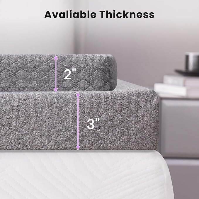 SINWEEK 3 Inch Gel Memory Foam Mattress Topper Twin Size, Pad - Image 7