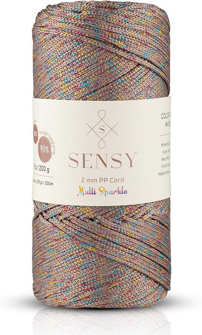Sensy Premium 2mm 251 Yards Sparkle Polyester Rope 90% Polypropylene 10% by SSENSY