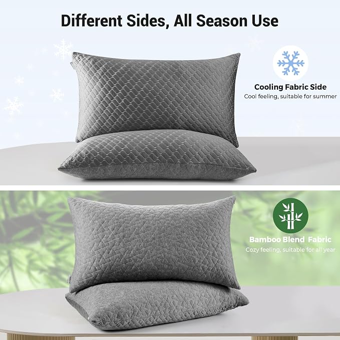 puredown King Size Pillows Set of 2, Shredded Memory Foam Pillows, Cooling - Image 2