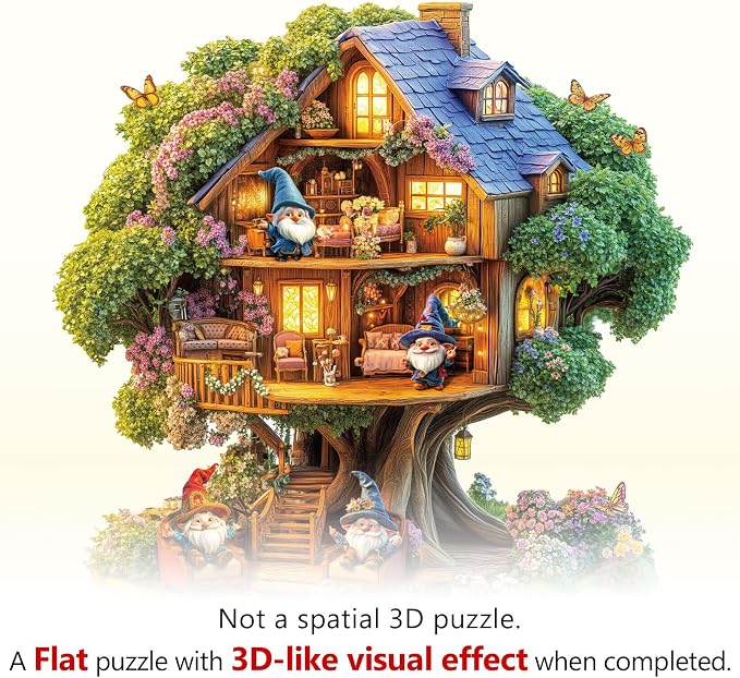 Elf Tree House Puzzles Adults Gifts Wooden 240 Pieces 13.4 * 12.9in - Image 9