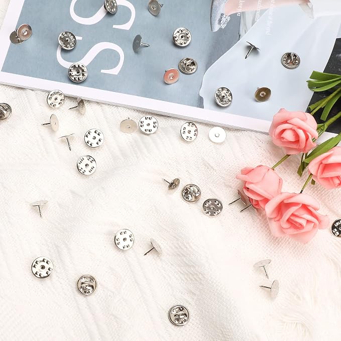 JANYUN 120 Pairs Butterfly Clutch Tie Tacks Metal Safty Secure Pin Back | Silver - Image 5