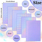 Clabby 36 Sheets Holographic Sticker Paper A4 Vinyl Holographic Laminate Sheets - Image 2