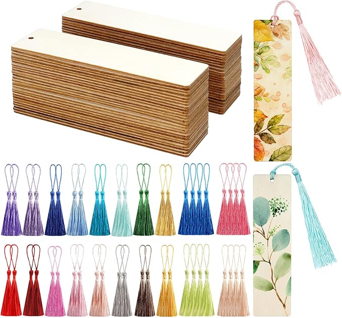 50 Pcs Wooden Bookmarks, Unfinished Wooden Bookmarks by Unknown