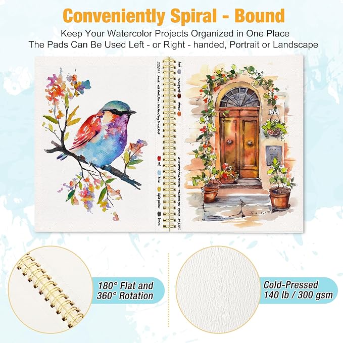 2-Pack Small Watercolor Sketchbook, 3.5" x5.5”, Spiral Bound - Image 3