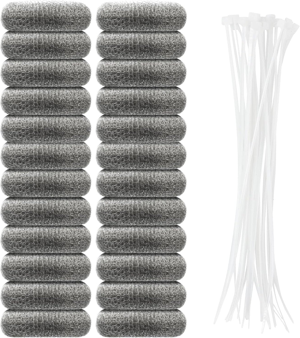 24 PCS Lint Traps, Stainless Steel Lint Catcher for Washing Machine, Pet Hair Remover for Laundry, Upgrade Traps Laundry Mesh Washer Hose Filter with 24 PCS Cable Ties