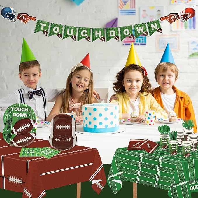 171 PCS Football Party Supplies Kit, Disposable Tableware Plates Napkins Cups - Image 7