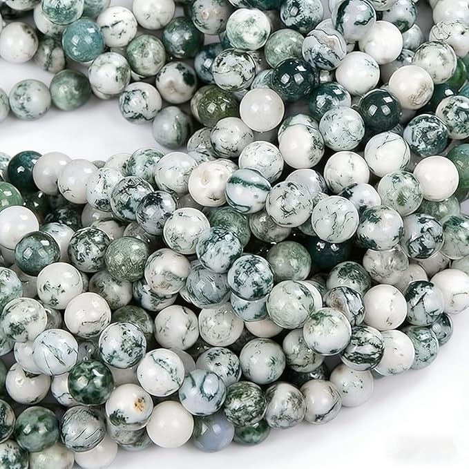 Zenkeeper 116 Pcs Moss Agate Beads by Zenkeeper