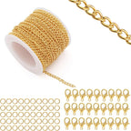 Lemonkey 33 Feet Metal Gold Necklace Chains Curb Links Chains Bulk by Lemonkey