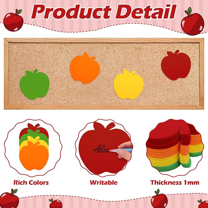 Ireer 48 Pcs Large Foam Apple Cutouts 6 Inch Colorful Apple Shapes Bulletin - Image 3