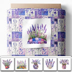 Lavender Patchwork Cotton Fabric Panel – 6 Designs + Bonus Sheet 29.5×19.6 inch - Image 2