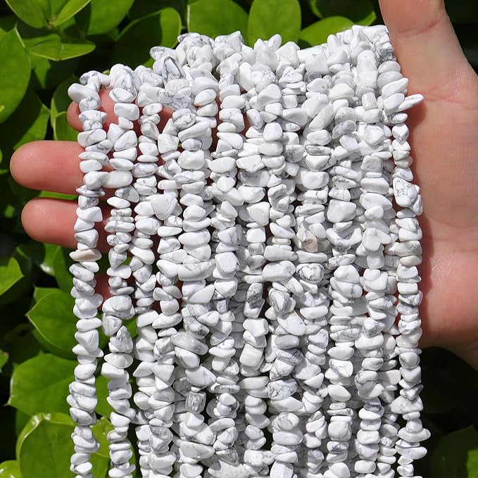 400Pcs 5-8mm Natural White Howlite Chip Stone Beads | Pre-Drilled Irregular - Image 3