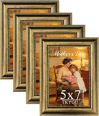5x7 Picture Frame with Real Glass, 4 set Ornate Vintage Picture Frames - Image 6