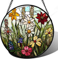 DASTOLL Stained Glass Window Hanging, Colorful Wildflowers Plant Scenery by DASTOLL