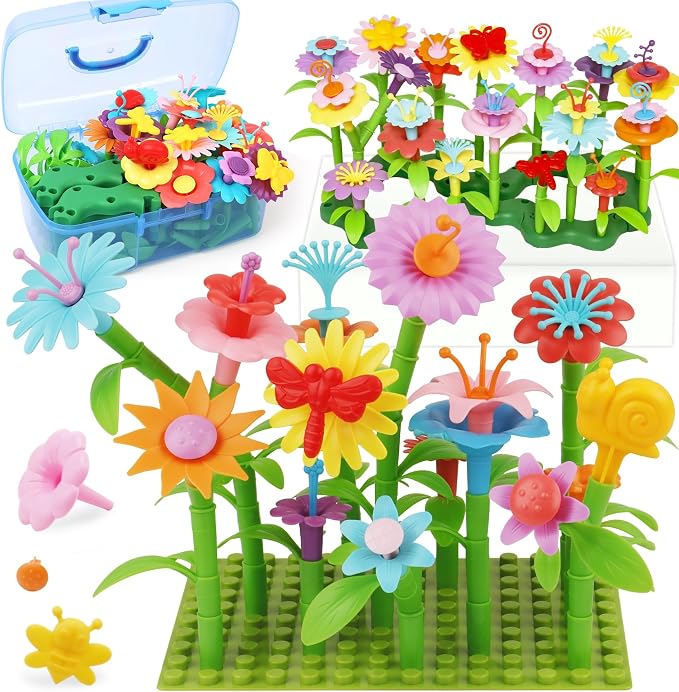 IQKidz Toddler Toys for Girls 2-4 Years Old, Flower Garden Building by IQKidz