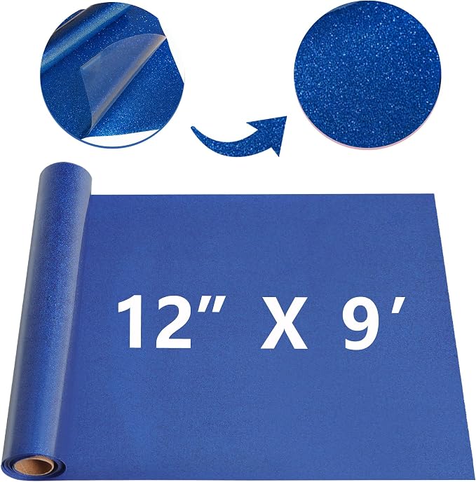 Blue Glitter HTV Heat Transfer Vinyl Rolls12inch by 9feet PU Stretch Iron on - Image 4
