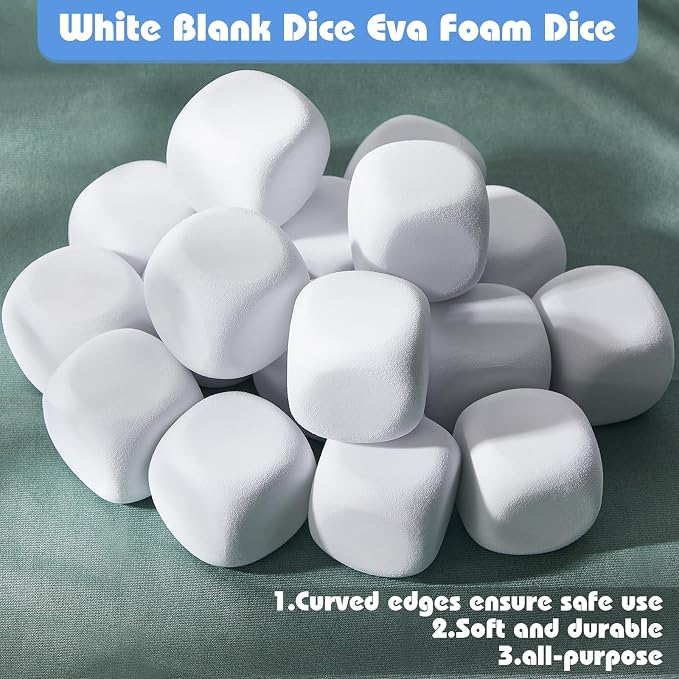 Deekin 25 Pcs Back to School 2.5 Inch White Blank Dice EVA Foam Dice Graffiti - Image 6