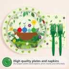 96 Pcs Plant Gaming Birthday Party Decoration Cartoon Wildflowers Plates and - Image 3