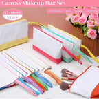 Silkfly 15 Pcs Cotton Canvas Makeup Bags Cosmetic Zipper Bags 10.2 x 5.5 x 2'' - Image 4