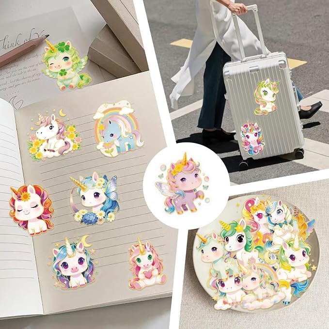 50Pcs Clear Gold Stamp Unicorn Stickers - Image 4