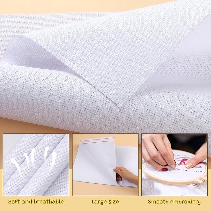 59 * 39 Inch White Cross Stitch Fabric - Image 5