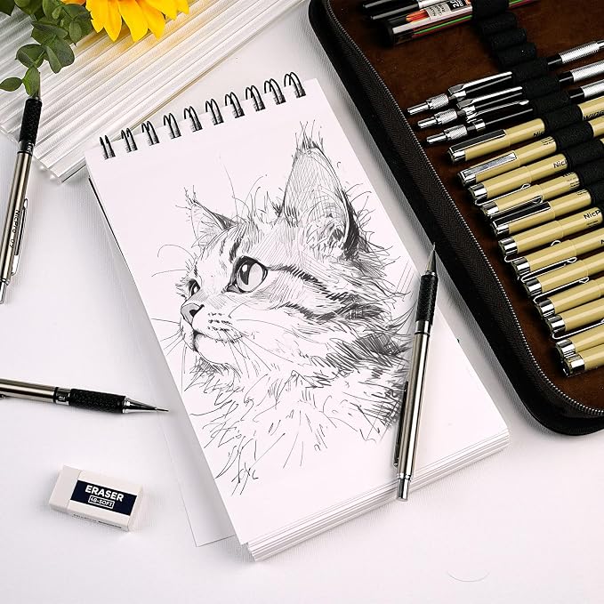 Nicpro 58 PCS Art Drawing Supplies Kit in Leather Case, Art Mechanical Pencil - Image 8