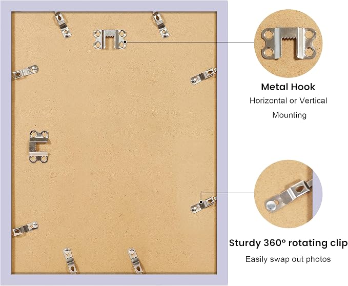 11x14 Picture Frame with Wavy Mat, Wooden Real Glass 11 x 14 Photo Frame - Image 4