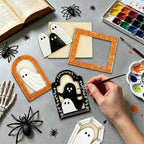 12 Sets Halloween Crafts Kit, Wood Ghost DIY Frames Decoration, Unfinished - Image 4