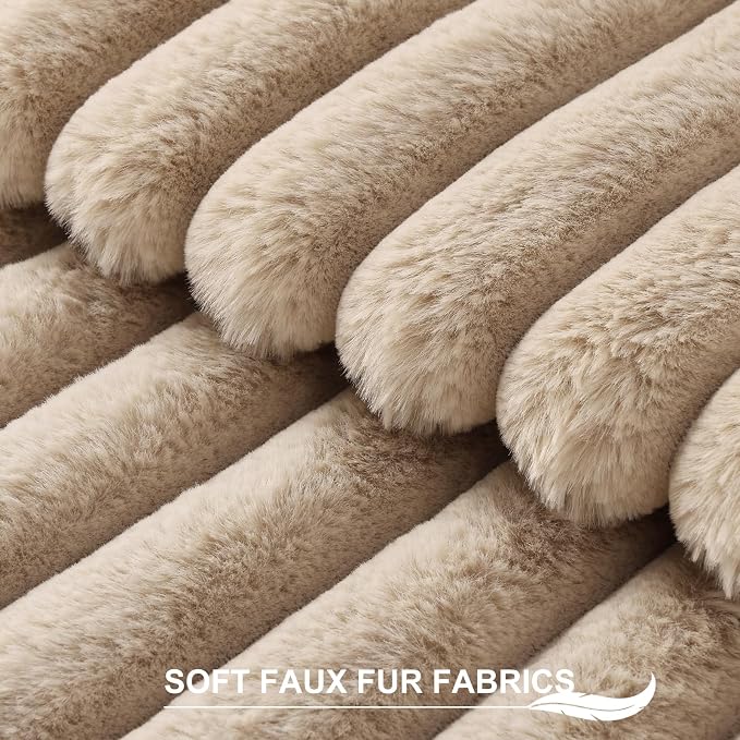 Pallene Faux Fur Plush Throw Pillow Covers 22x22 Set of 2, Luxury Soft Fluffy - Image 2