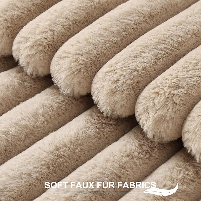 Pallene Faux Fur Plush Throw Pillow Covers 24x24 Set of 2, Luxury Soft Fluffy - Image 2