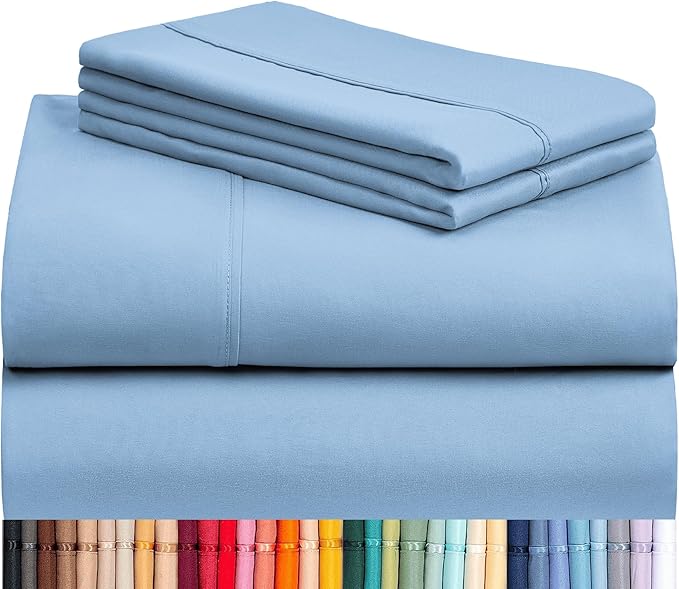 LuxClub 4 PC Queen Sheet Set, Breathable Luxury Bed Sheets, Deep Pockets 18" by LuxClub