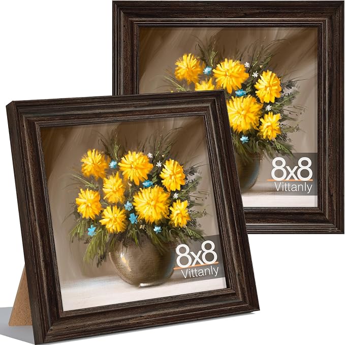 Vittanly 8x8 Picture Frames Set of 2, Ornate Vintage Photo Frame by Vittanly