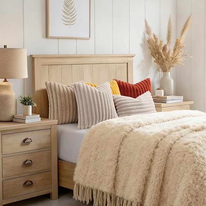 decorUhome Cozy Faux Fur Throw Pillow Covers 20x20 Set of 2 Decorative Soft - Image 8