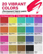 Fabric Paint, 20 Colors Permanent Soft Fabric Paint Set - Image 3