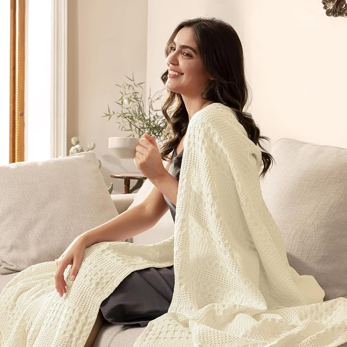 PHF Cooling Waffle Blanket Queen Size, Lightweight 60% Rayon from Bamboo & 40% - Image 5