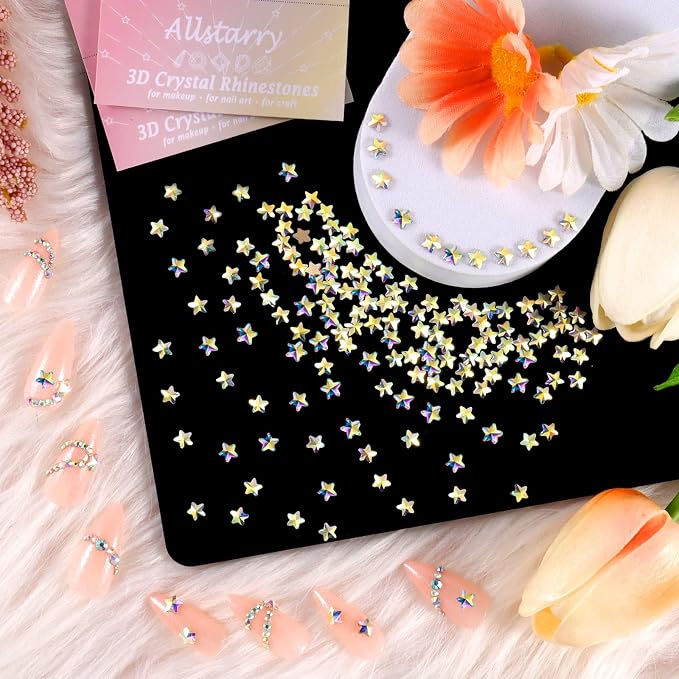 Allstarry 100pcs Flatback Rhinestones Irridescent Star-Shaped Face Gems Eye - Image 7