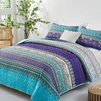 WONGS BEDDING Boho Quilt Set, Lightweight Microfiber Bed Decor Bedspread - Image 2