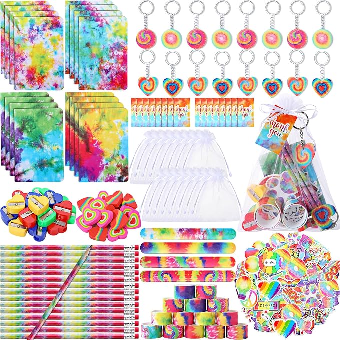 178 Pcs Tie Dye Party Favors Bulk Tie Dye Back to School Gifts by Qilery