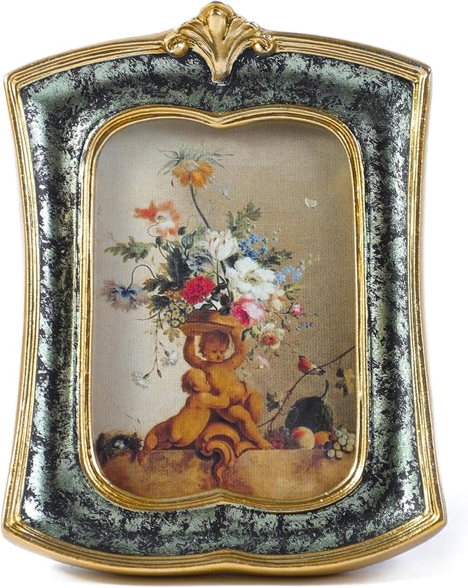 Vintage Picture Frame 2.5x3.5 Antique Ornate Photo Frame Tabletop and Wall by Kangce