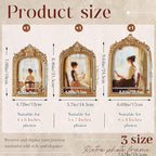 Wonderjune 3 Pcs Vintage Picture Frames Antique Set Baroque Ornate Gold Arched - Image 2
