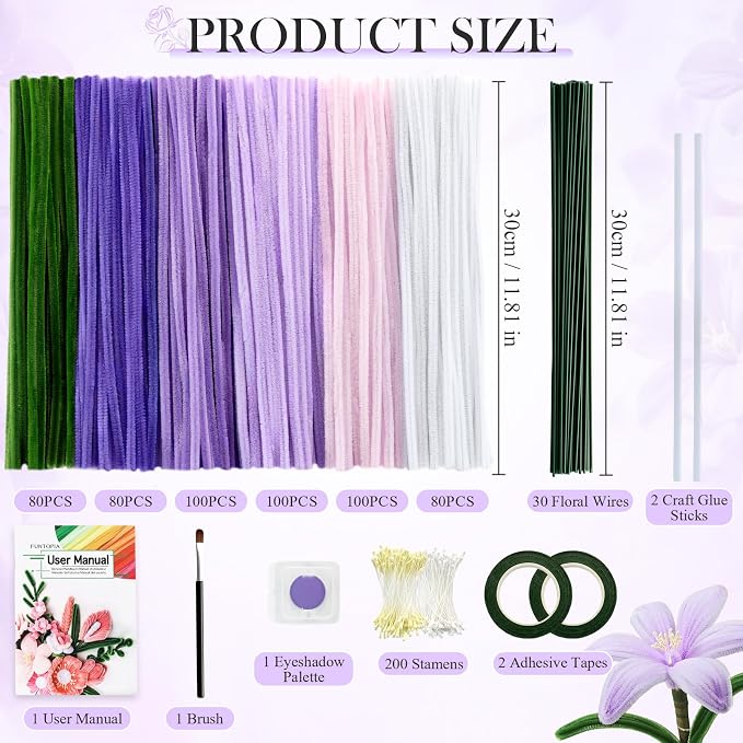 Funtopia Pipe Cleaner Flowers, Pipe Cleaner Flower Kit - Image 5