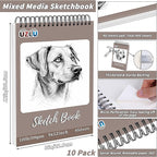 10 Pack 400 Sheets Heavyweight Sketchbook 9 x 12 in 200GSM Very Thick Mixed - Image 2