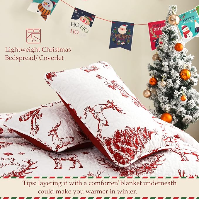 Exclusivo Mezcla Reversible Christmas Quilts King Size - Image 5