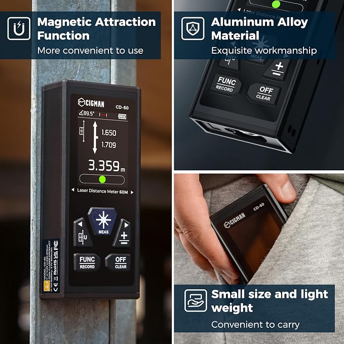 CIGMAN Dual Laser Distance Meter 393ft/120M Bilateral Laser Measurement Tool - Image 7