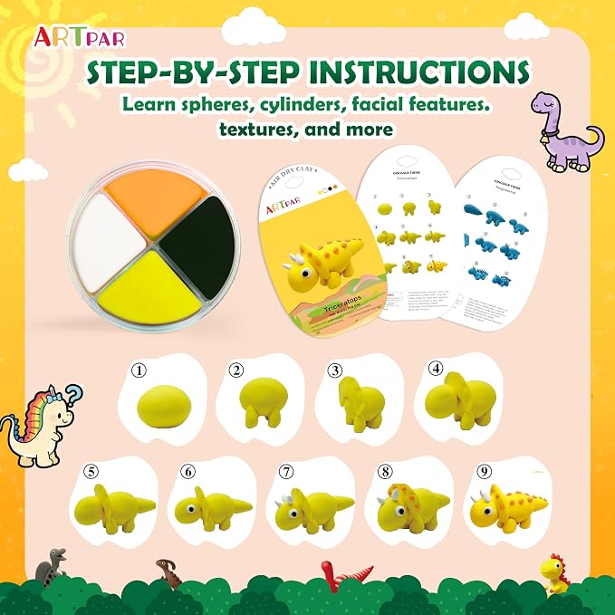 ARTPAR Air Dry Clay Kit, Dinosaur Modeling Magic Clay, Kids DIY Crafts Gifts | - Image 3