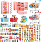 164Pcs Mini Shopping Cart Basket Miniature Food Drink Toy Supermarket Metal by WEHOO