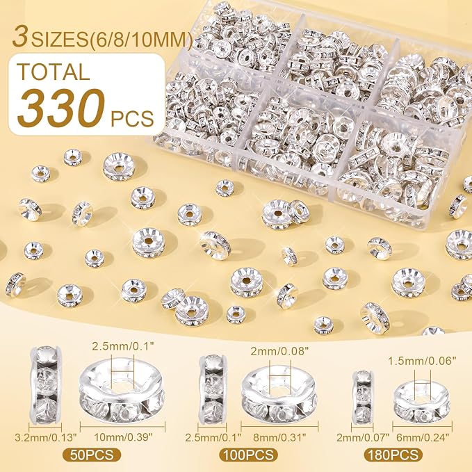 340Pcs 6/8/10mm Spacer Beads for Jewelry Making | Rondelle Bead Spacers Bulk - Image 2